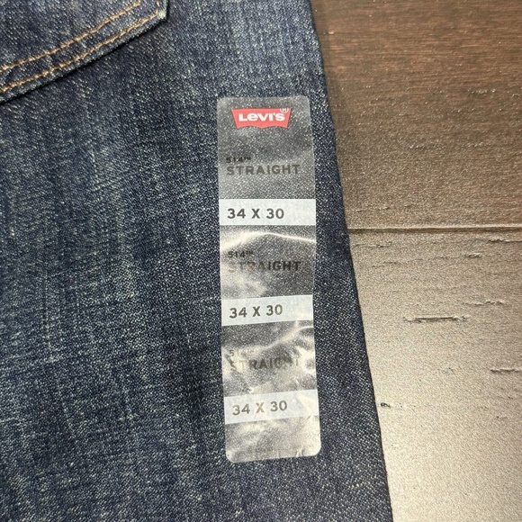 Levi's 514 Straight Dark Denim Jeans Size 34 x 30 Zip Fly Red Tab 104 - Picture 7 of 7